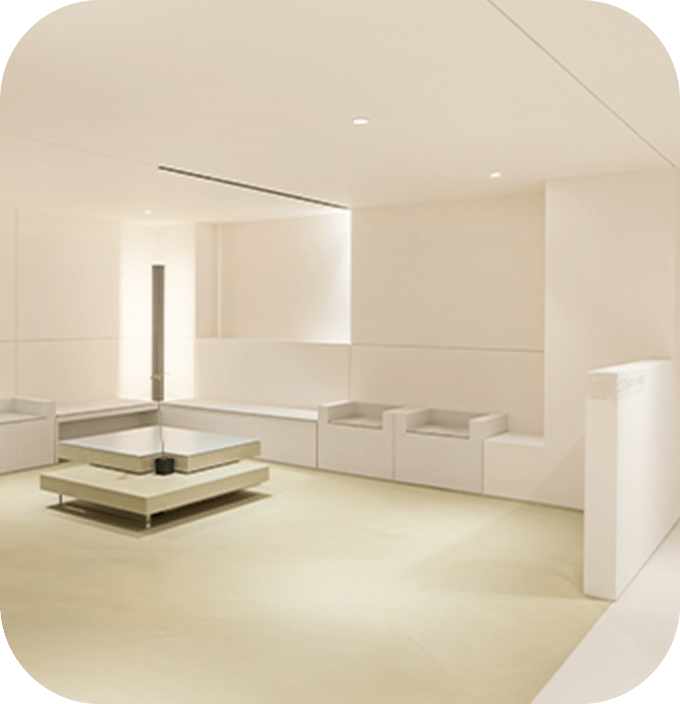 Minimalist waiting area at 345 Plastic Surgery clinic where natural results are prioritized.