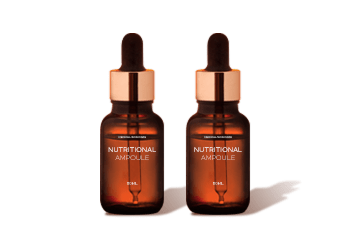 Two amber nutritional ampoules with dropper caps.